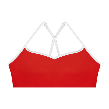 Stride Contrast Sports Bra in Red, women's activewear
