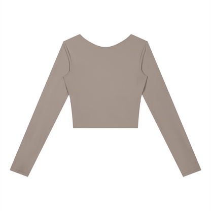 Block Long-Sleeve Crop Top, women's activewear, view 6