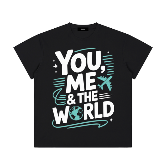 You, Me & The World Classic Tee in Black, unisex streetwear