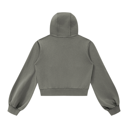 Vintage Wash Cropped Zip Hoodie, women's streetwear