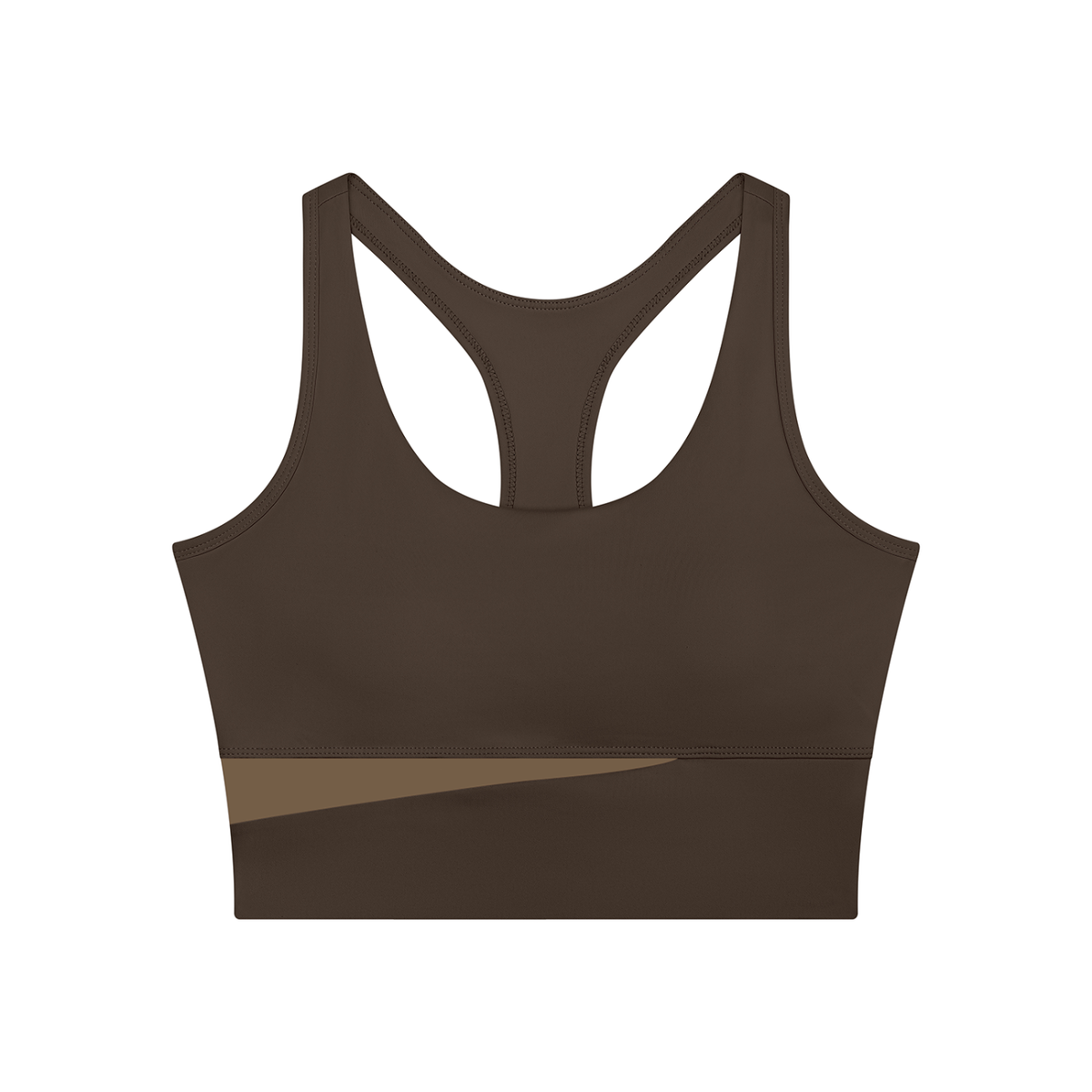 Block Two-Tone Crop Tank in Coffee with Khaki, women's activewear