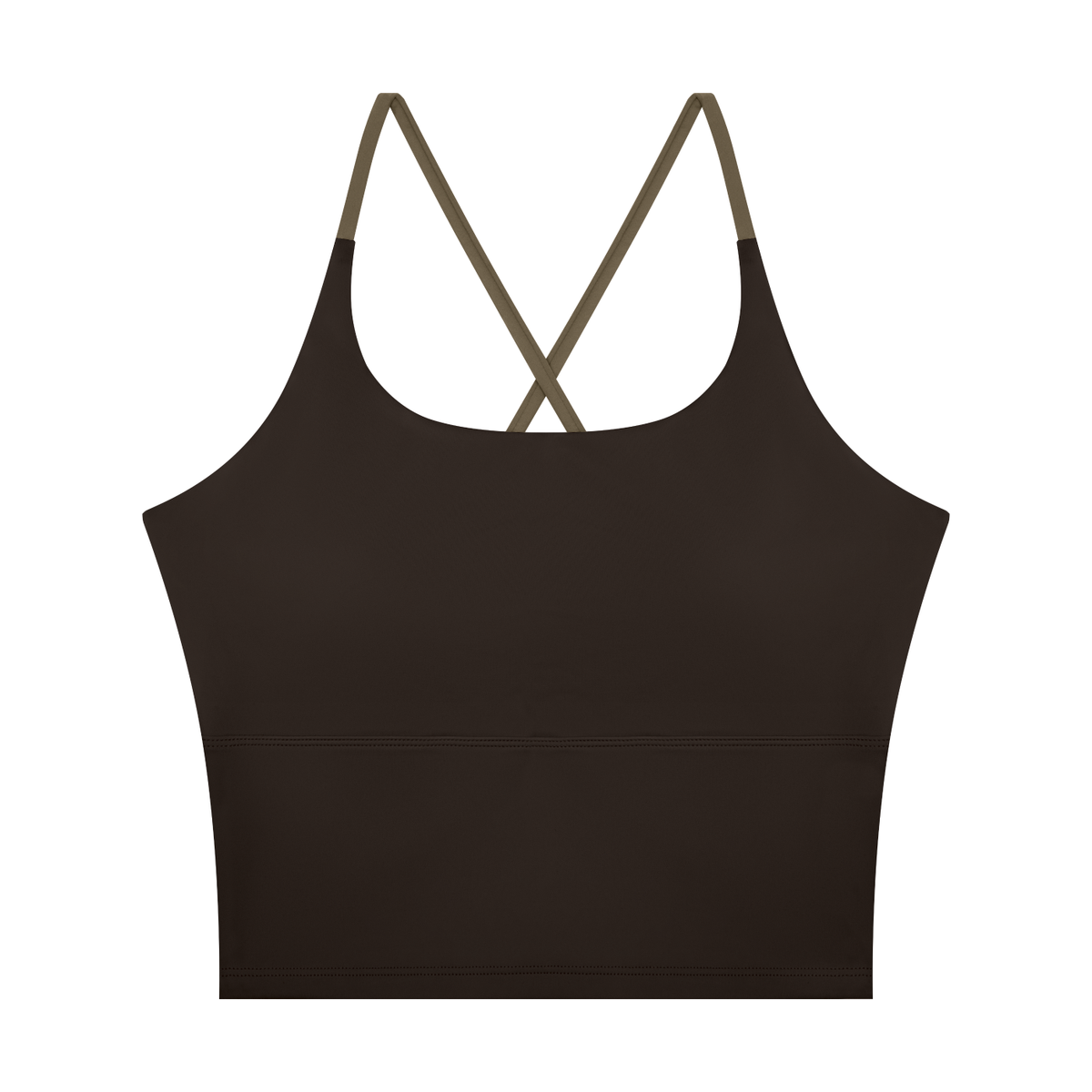 Block Lined Crop Tank in Coffee, women's activewear