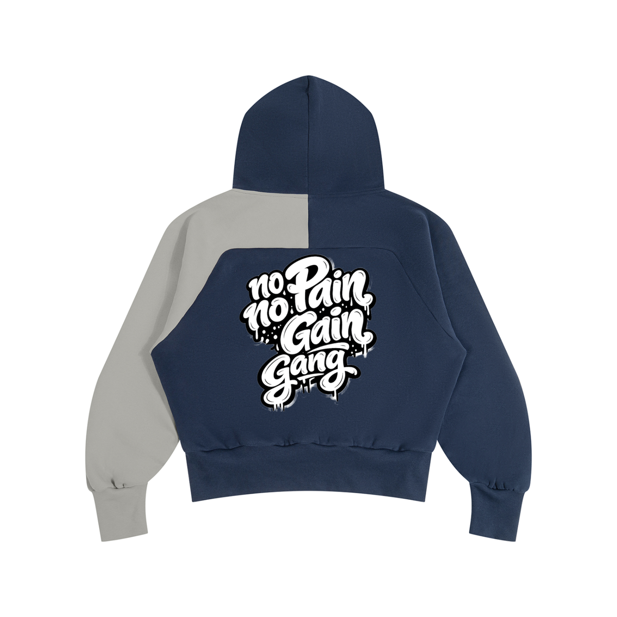 Essential Colour Block Quarter-Zip Hoodie in Navy Blue with Gray, unisex streetwear