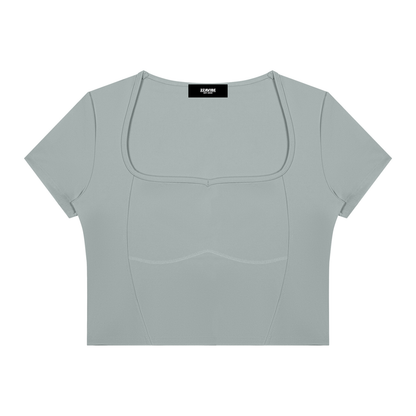 Stride Square-Neck Crop Tee in Haze Blue, women's activewear