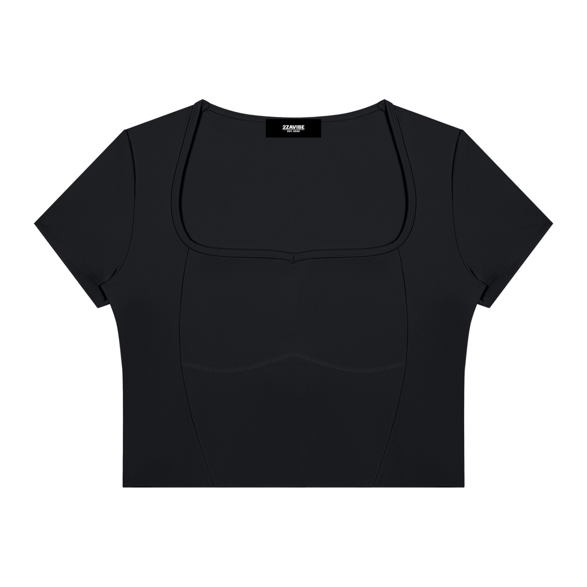 Stride Square-Neck Crop Tee in Black, women's activewear