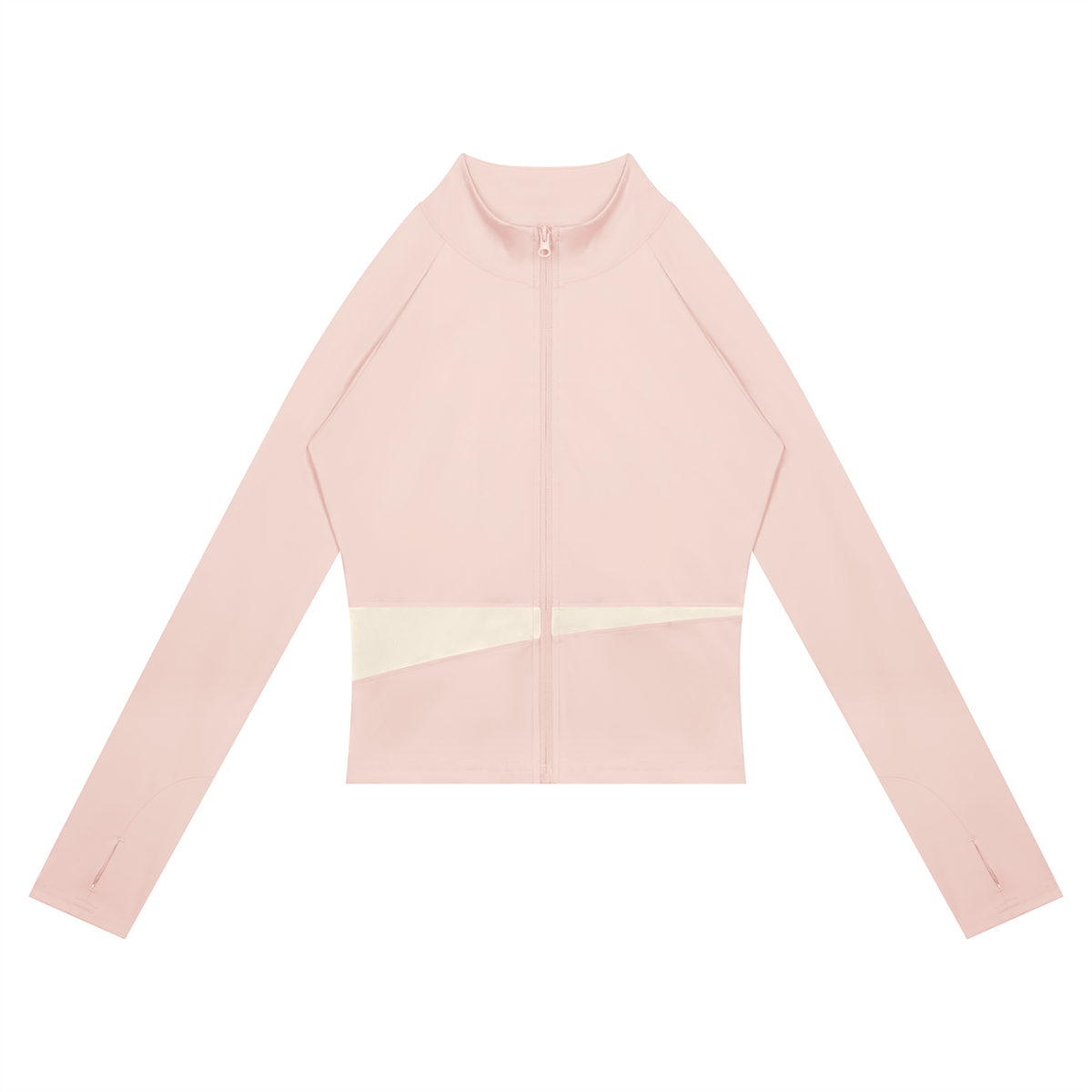 Block Cropped Track Jacket in Light Pink with Apricot, women's activewear