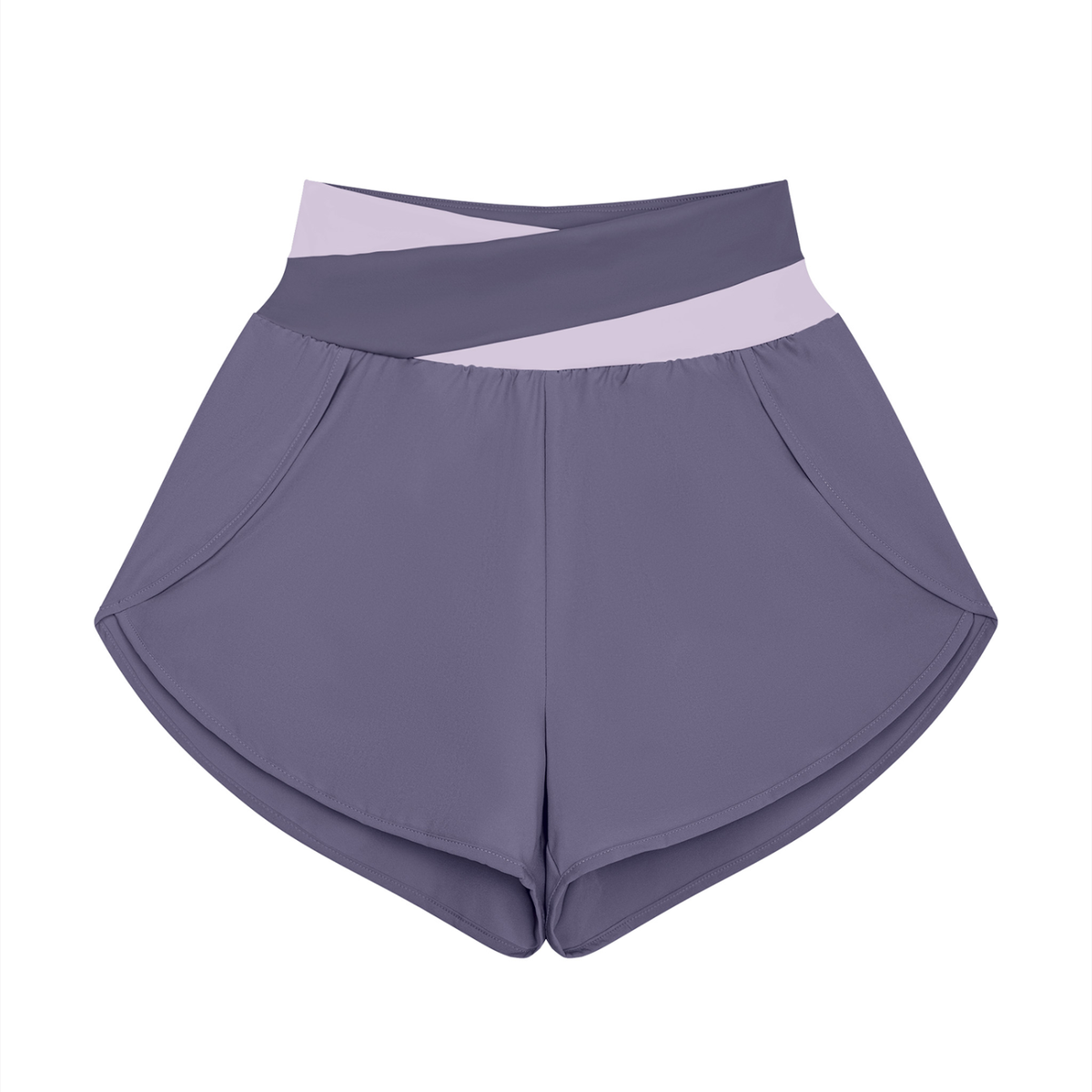 Block Lined Training Shorts in Deep Purple with Light Purple, women's activewear
