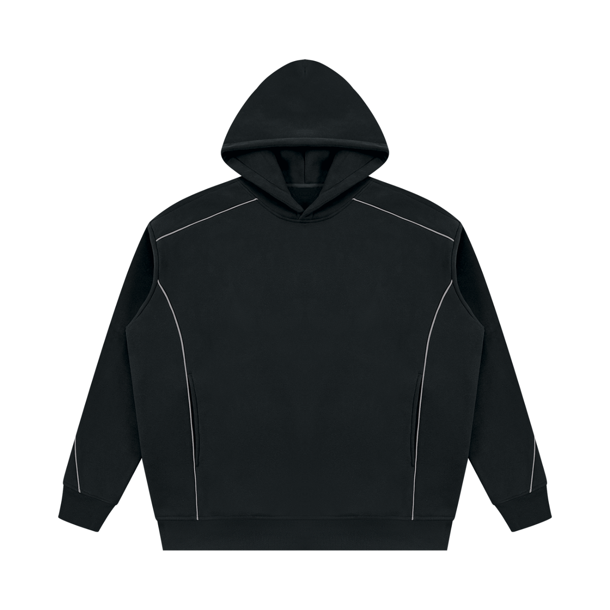 Essential Piping Fleece Hoodie in Black, unisex streetwear