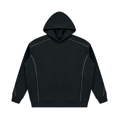 Essential Piping Fleece Hoodie in Black, unisex streetwear
