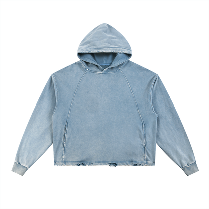 Essential Raw Seam Vintage Wash Hoodie in Blue, unisex streetwear