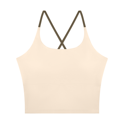Block Lined Crop Tank in Apricot, women's activewear