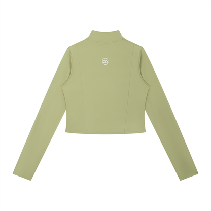 Block Panelled Zip Jacket in Gray Green, women's activewear