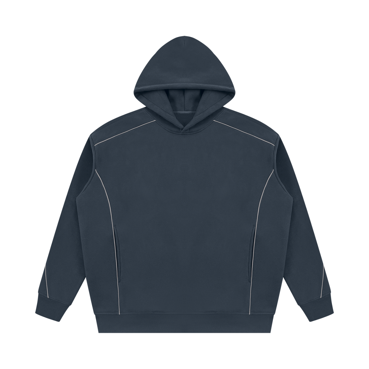 Essential Piping Fleece Hoodie in Navy Blue, unisex streetwear