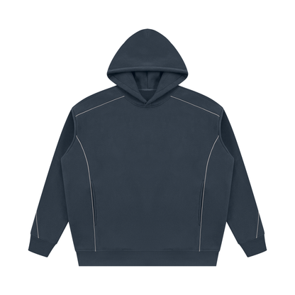 Essential Piping Fleece Hoodie in Navy Blue, unisex streetwear