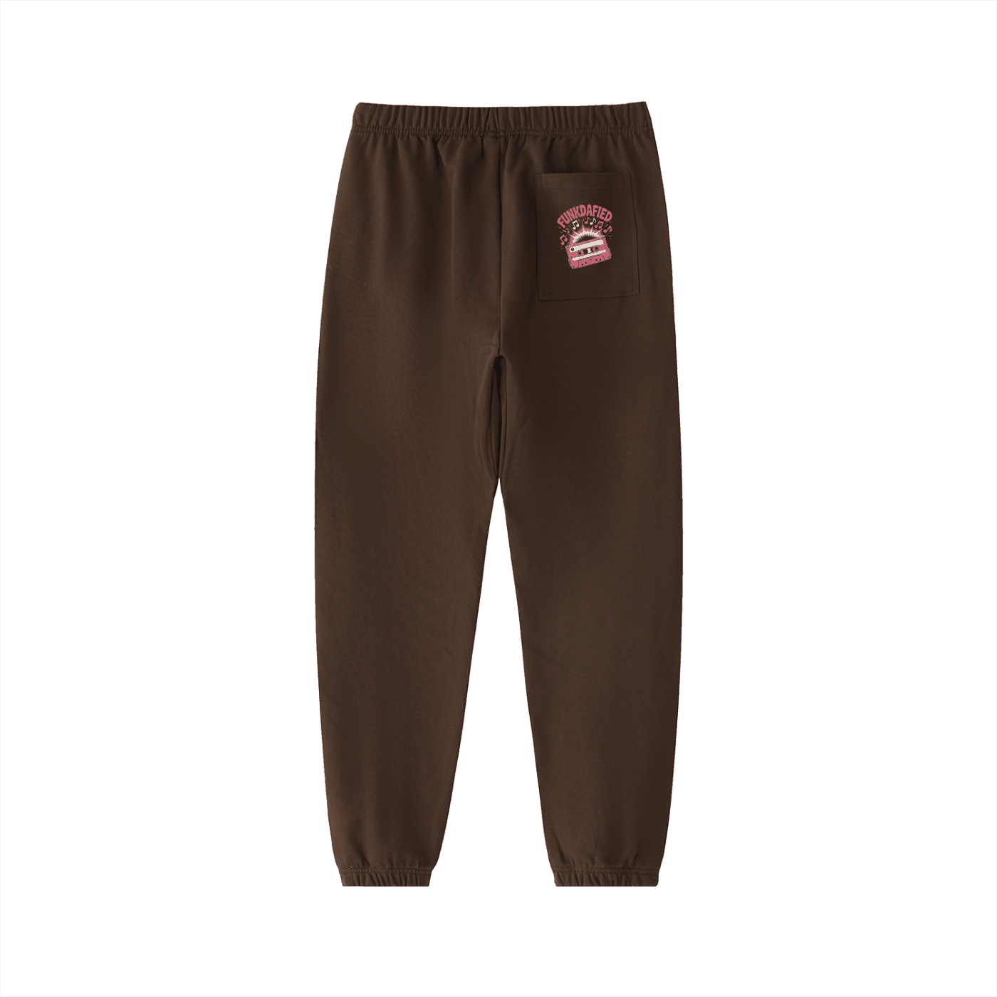 Brown Funkdafied heavyweight cotton sweatpants with back pocket and elastic cuffs