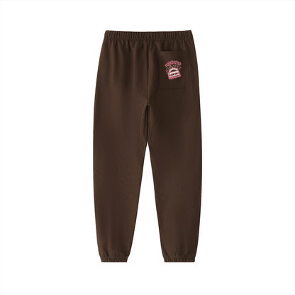 Brown Funkdafied heavyweight cotton sweatpants with back pocket and elastic cuffs