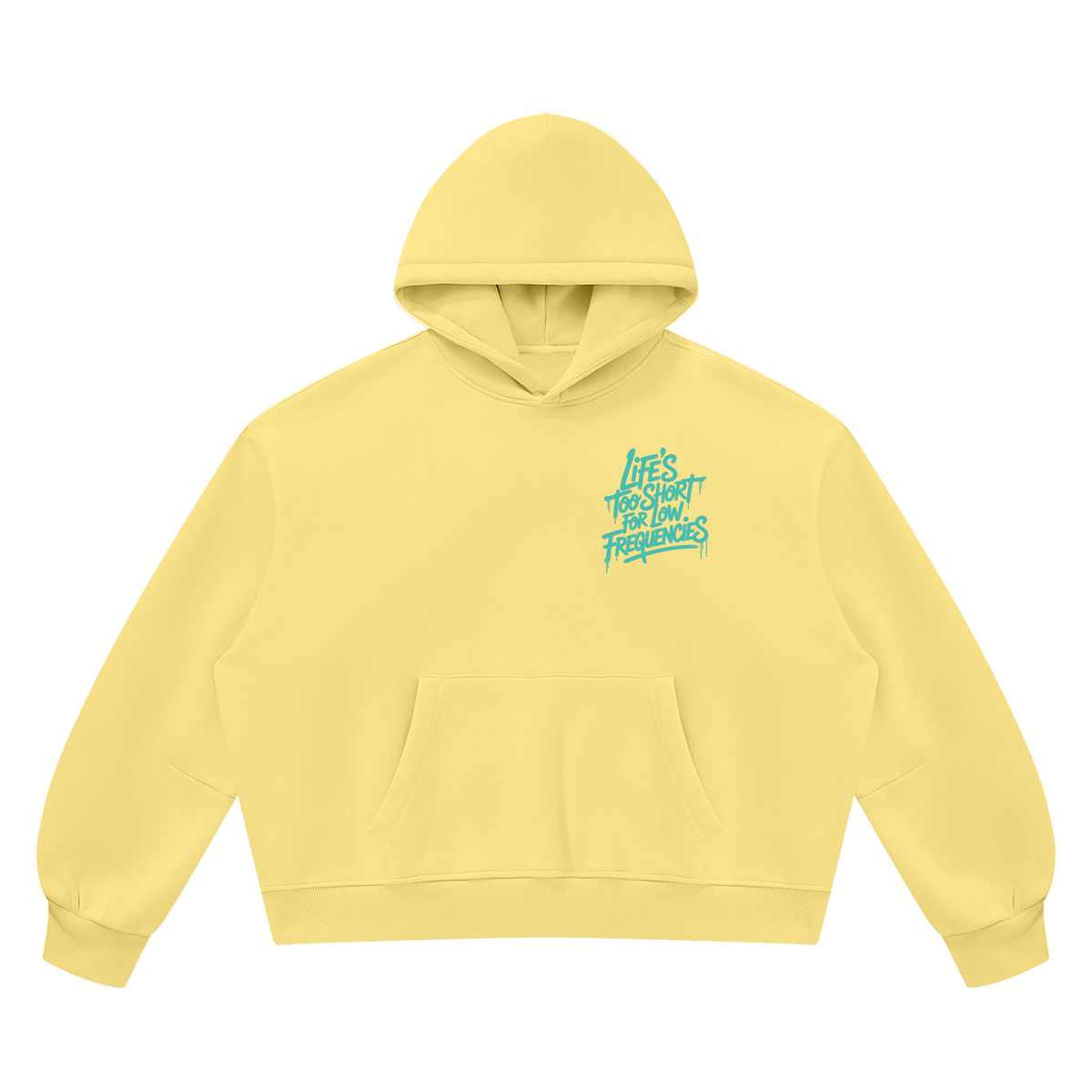 Low Frequencies Vintage Wash Hoodie in Light Yellow, unisex streetwear