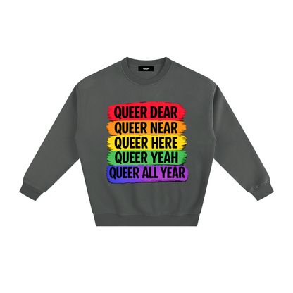 Queer All Year Fleece Sweatshirt in Gray, unisex streetwear